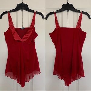 Red Satin & Tulle Top, S - Le Chateau